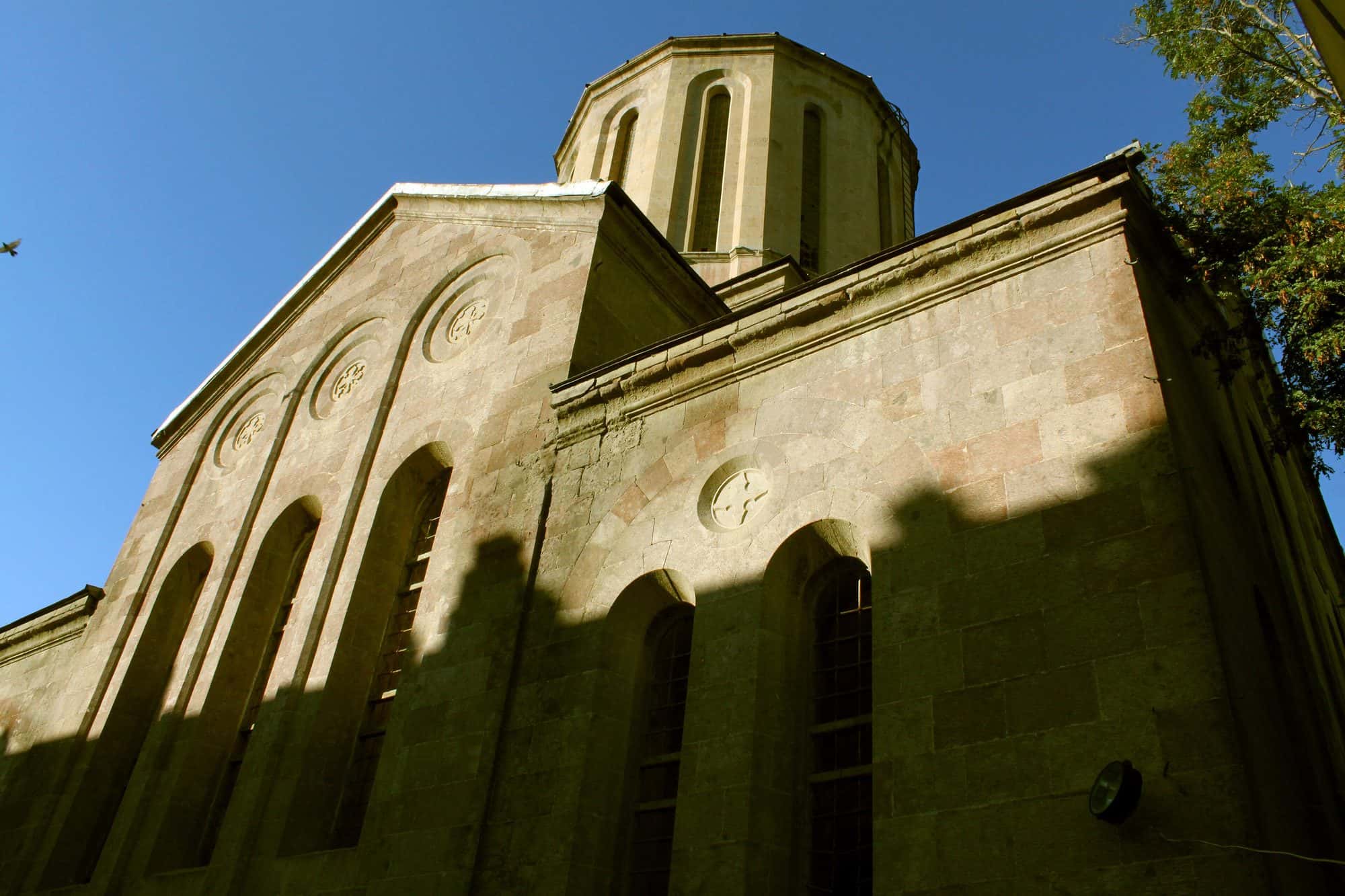 The stone Armenian church of Gandzak standing empty, photographed in 2013