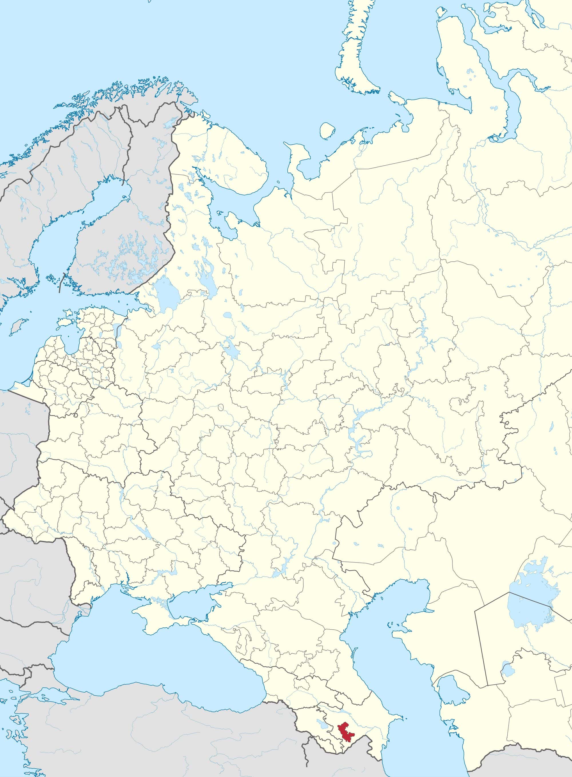 Locator map showing the Nagorno Karabakh Autonomous Oblast highlighted inside the borders of the Soviet Union